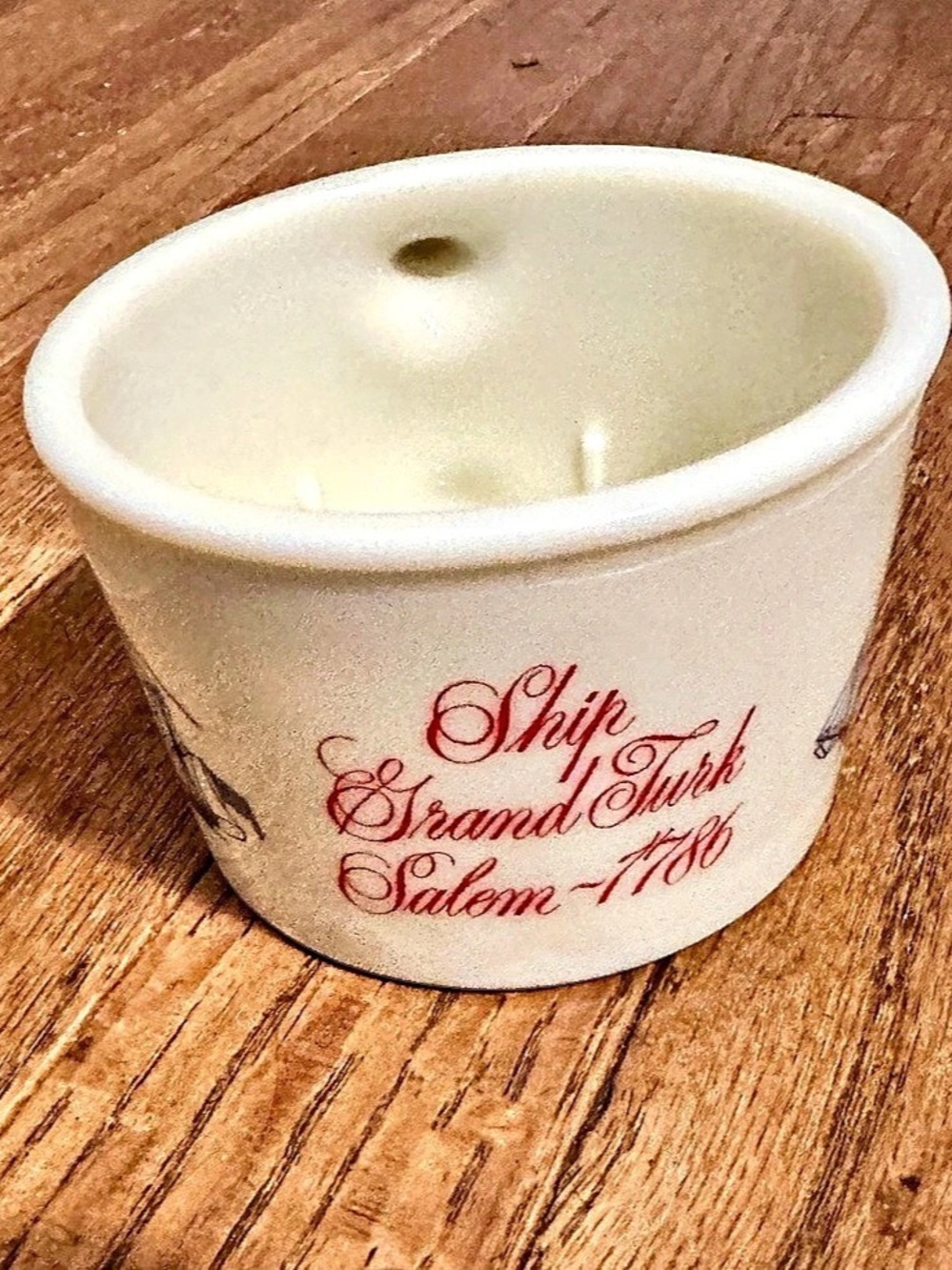 Old Spice Ship Grand Turk Salem 1786 Shaving Mug, Cream & Blue